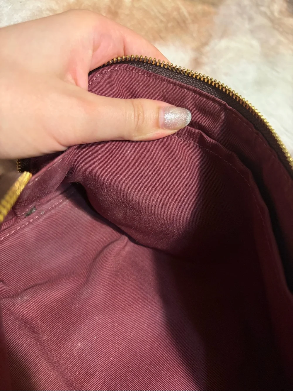 Coach Brown Floral Signature Zip Cosmetic Pouch
